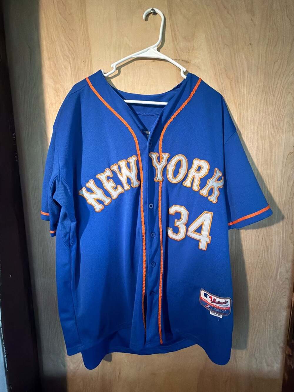New York Mets Noah Syndergaard Majestic MLB #34 Blue Button Up Jersey Size 52